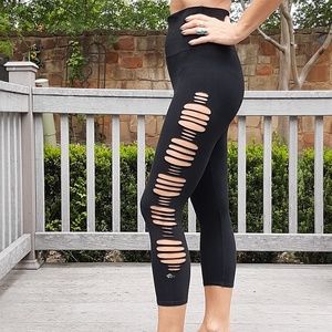 JALA Capri Leggings Yoga Pants cutouts high waist